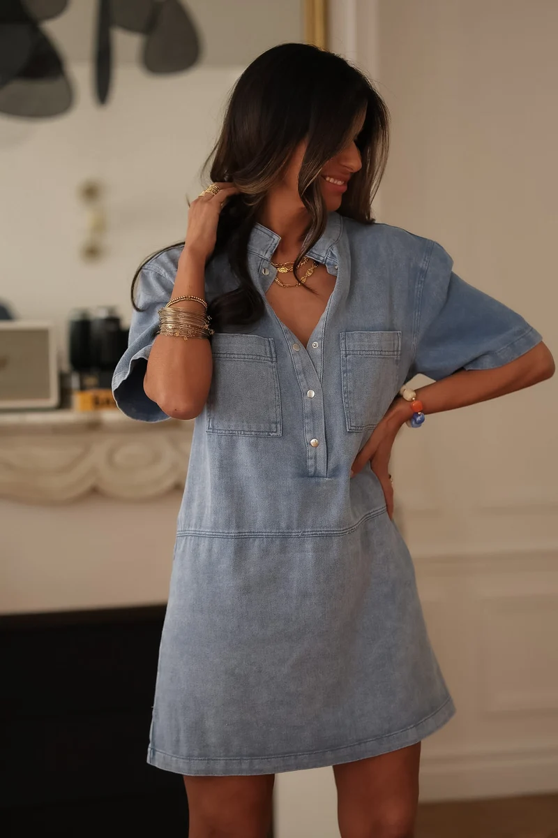 Robe en jean Manola bleu clair