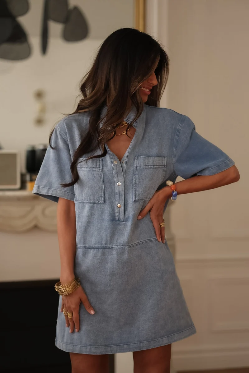 Robe en jean Manola bleu clair
