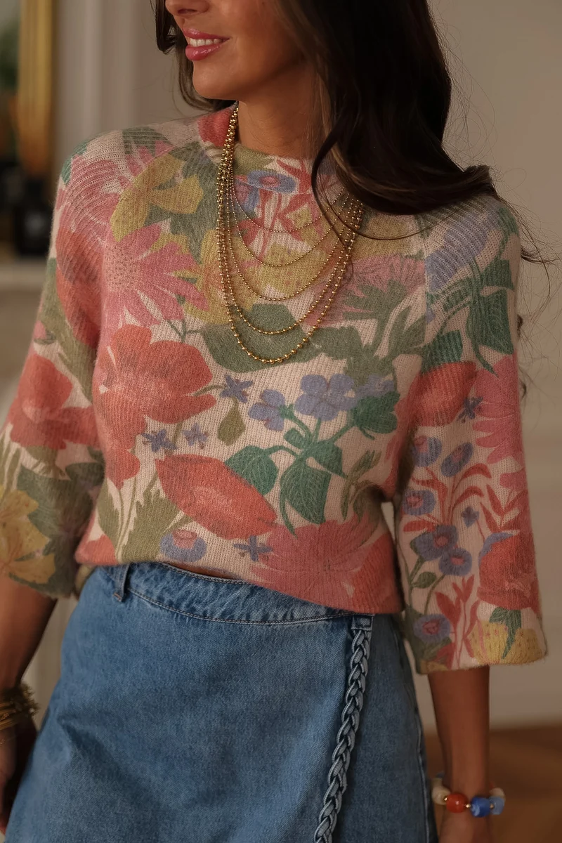Pull Jade à fleurs