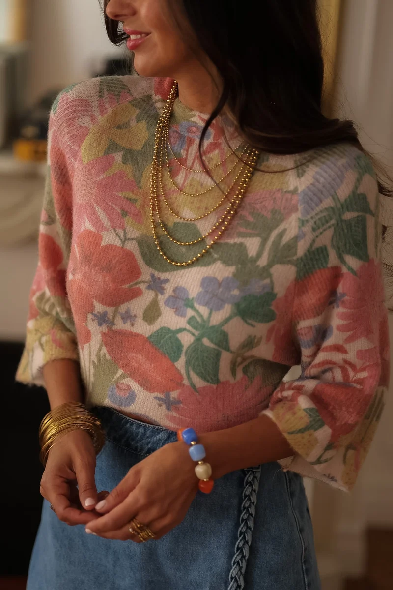 Pull Jade à fleurs