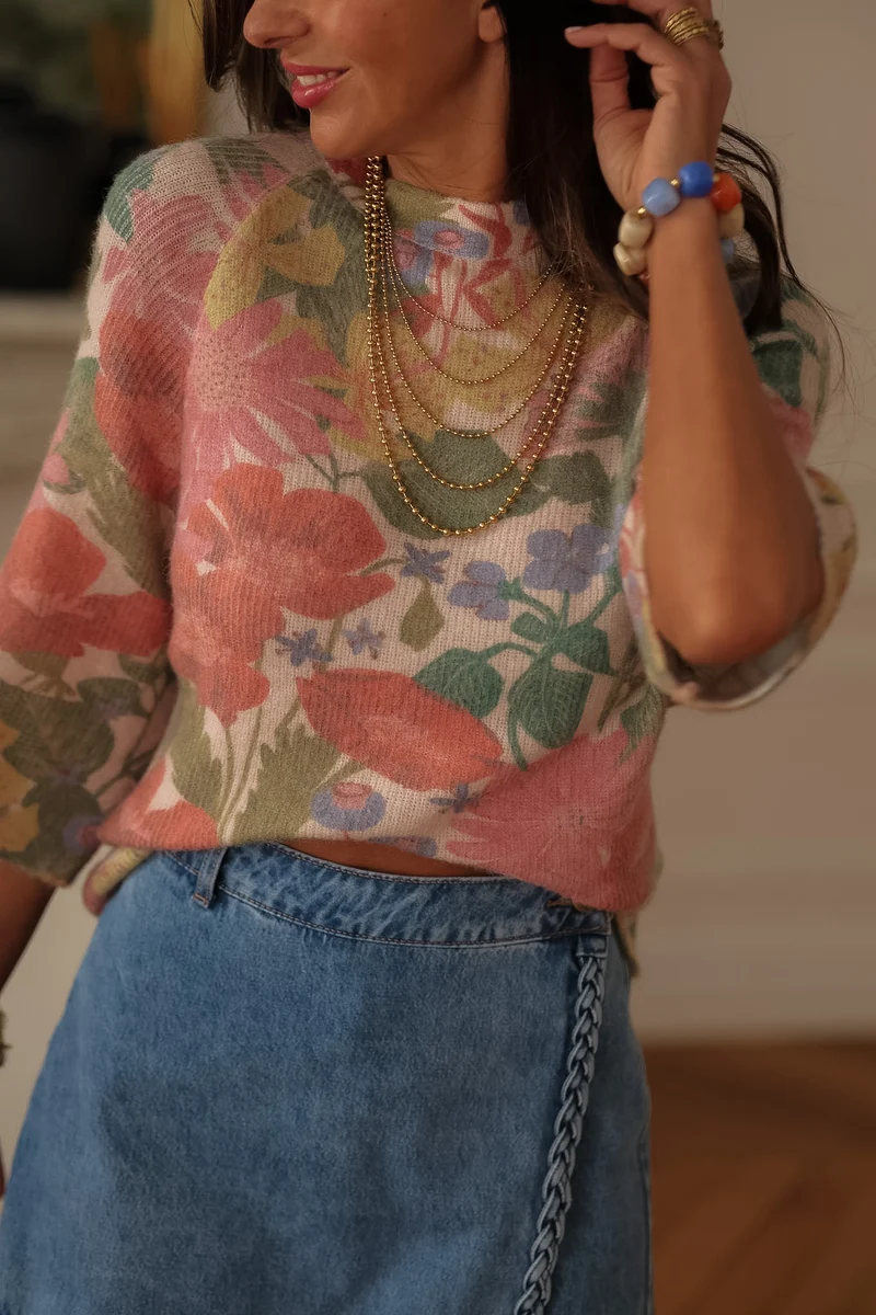 Pull Jade à fleurs