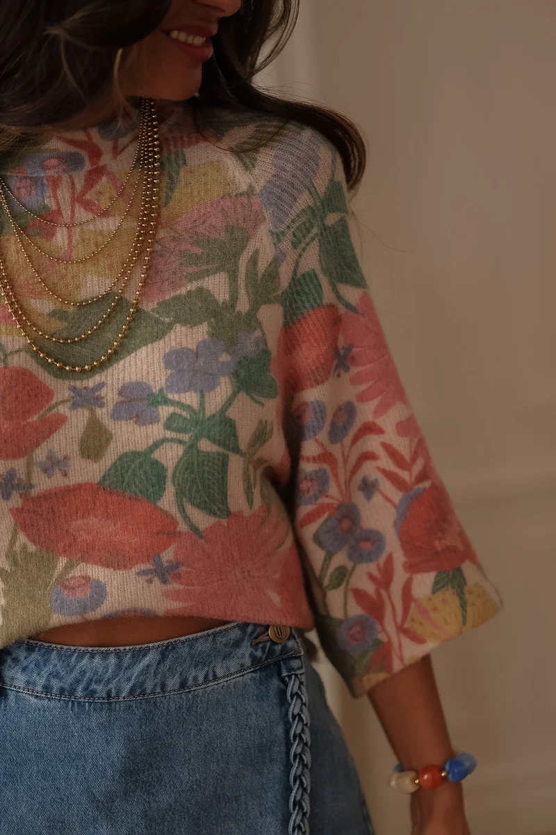 Pull Jade à fleurs