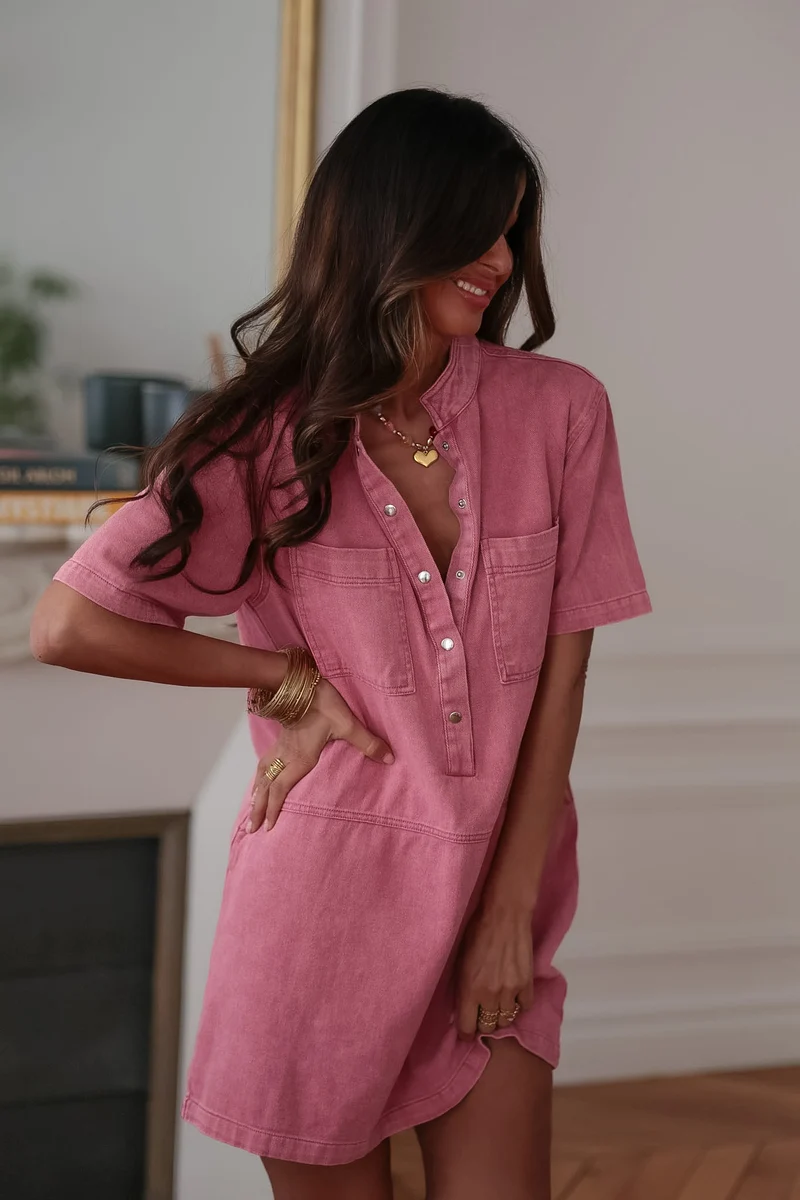 Robe en jean Manola rose