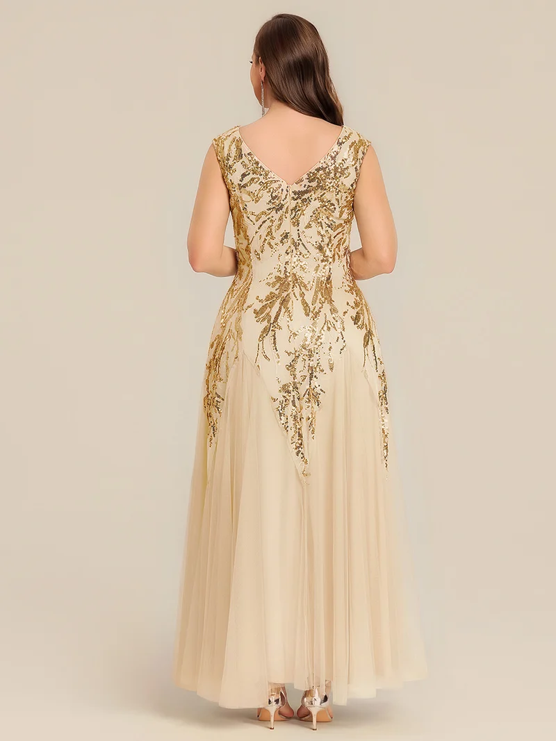 ever FREYA|Robe Longue de Soirée Chic en Tulle Brodé de Fleurs et Sequins