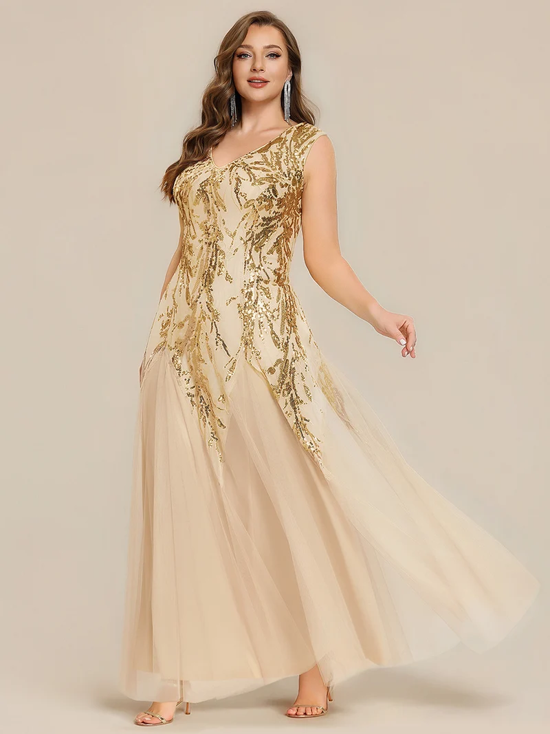 ever FREYA|Robe Longue de Soirée Chic en Tulle Brodé de Fleurs et Sequins