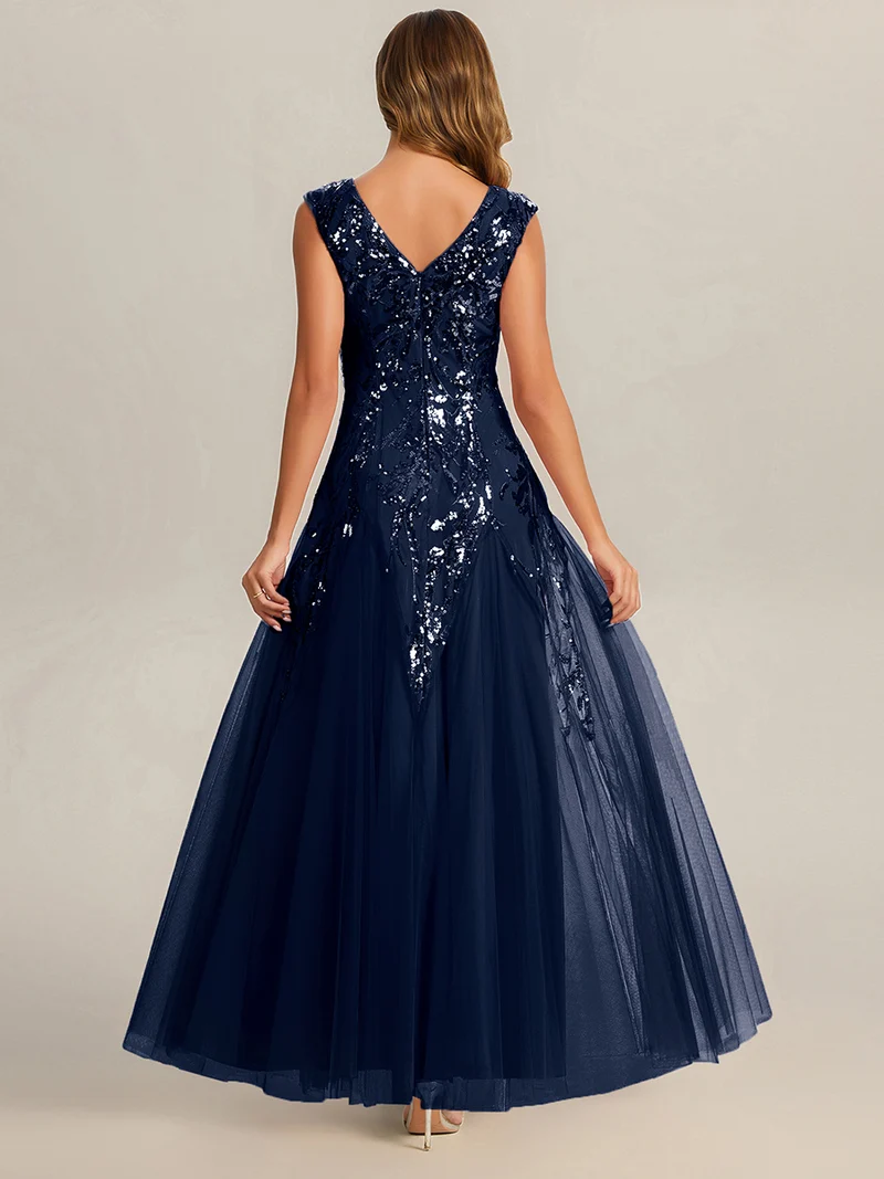 ever FREYA|Robe Longue de Soirée Chic en Tulle Brodé de Fleurs et Sequins