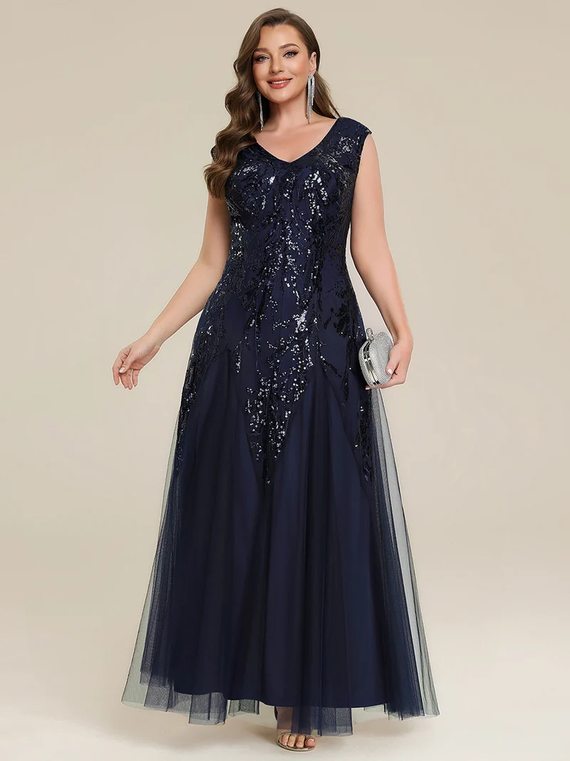 ever FREYA|Robe Longue de Soirée Chic en Tulle Brodé de Fleurs et Sequins