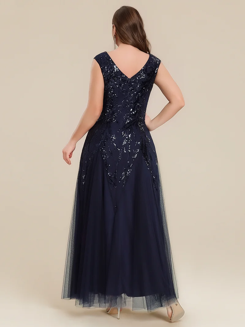 ever FREYA|Robe Longue de Soirée Chic en Tulle Brodé de Fleurs et Sequins