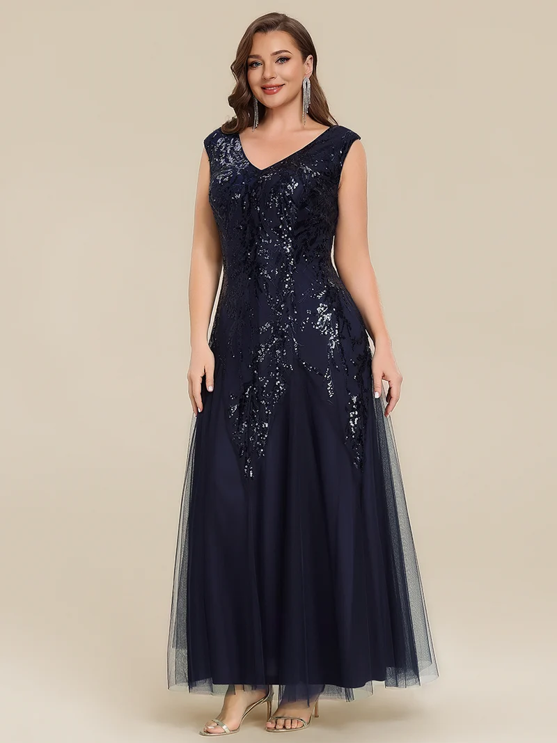 ever FREYA|Robe Longue de Soirée Chic en Tulle Brodé de Fleurs et Sequins