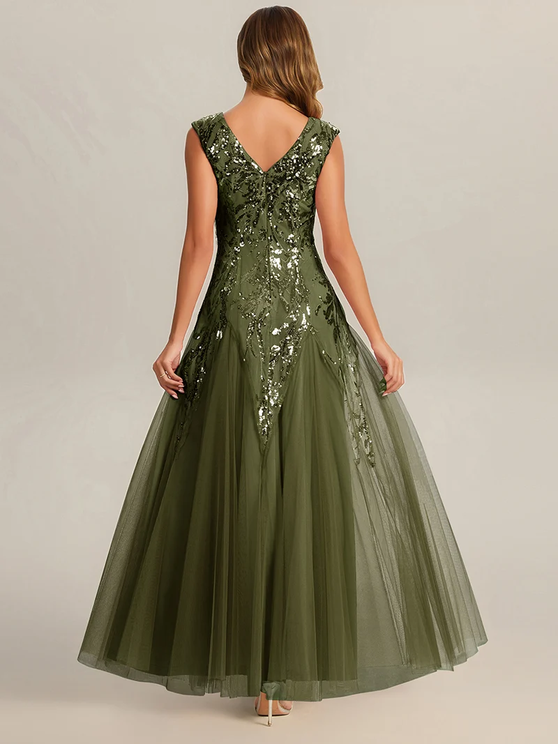 ever FREYA|Robe Longue de Soirée Chic en Tulle Brodé de Fleurs et Sequins