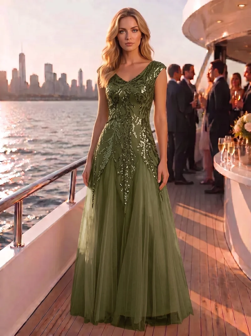 ever FREYA|Robe Longue de Soirée Chic en Tulle Brodé de Fleurs et Sequins