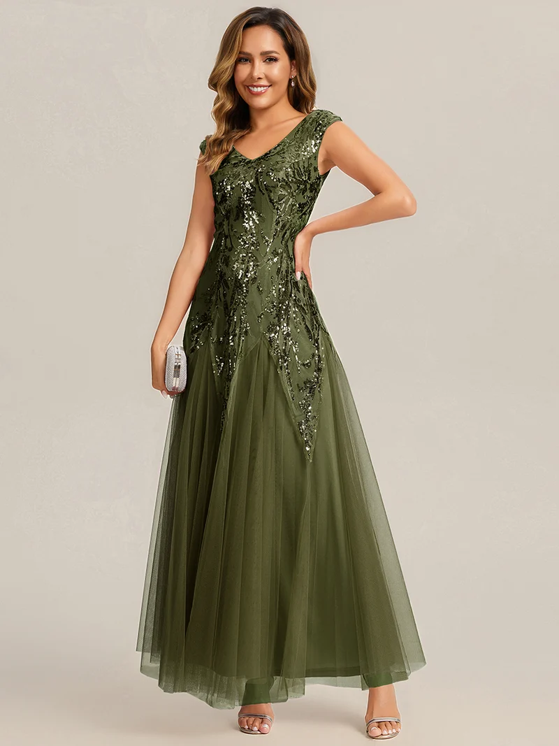 ever FREYA|Robe Longue de Soirée Chic en Tulle Brodé de Fleurs et Sequins