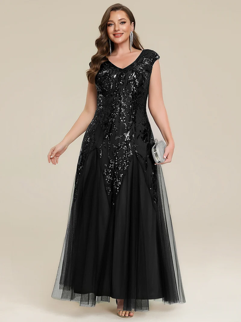 ever FREYA|Robe Longue de Soirée Chic en Tulle Brodé de Fleurs et Sequins