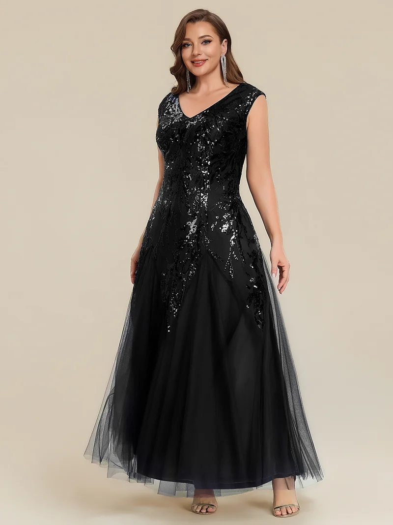 ever FREYA|Robe Longue de Soirée Chic en Tulle Brodé de Fleurs et Sequins