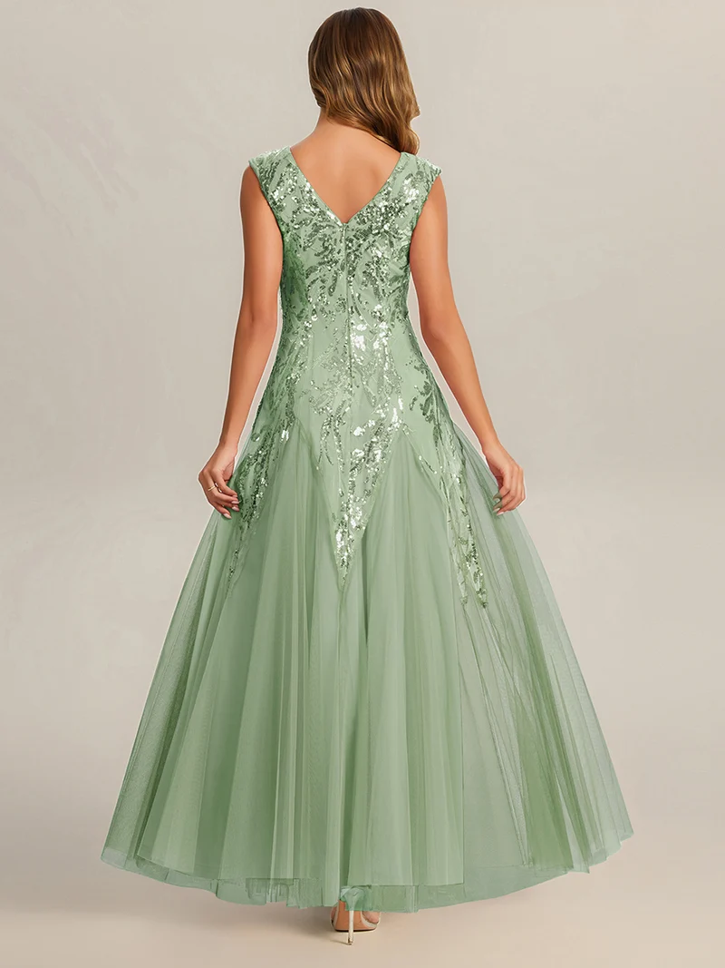 ever FREYA|Robe Longue de Soirée Chic en Tulle Brodé de Fleurs et Sequins