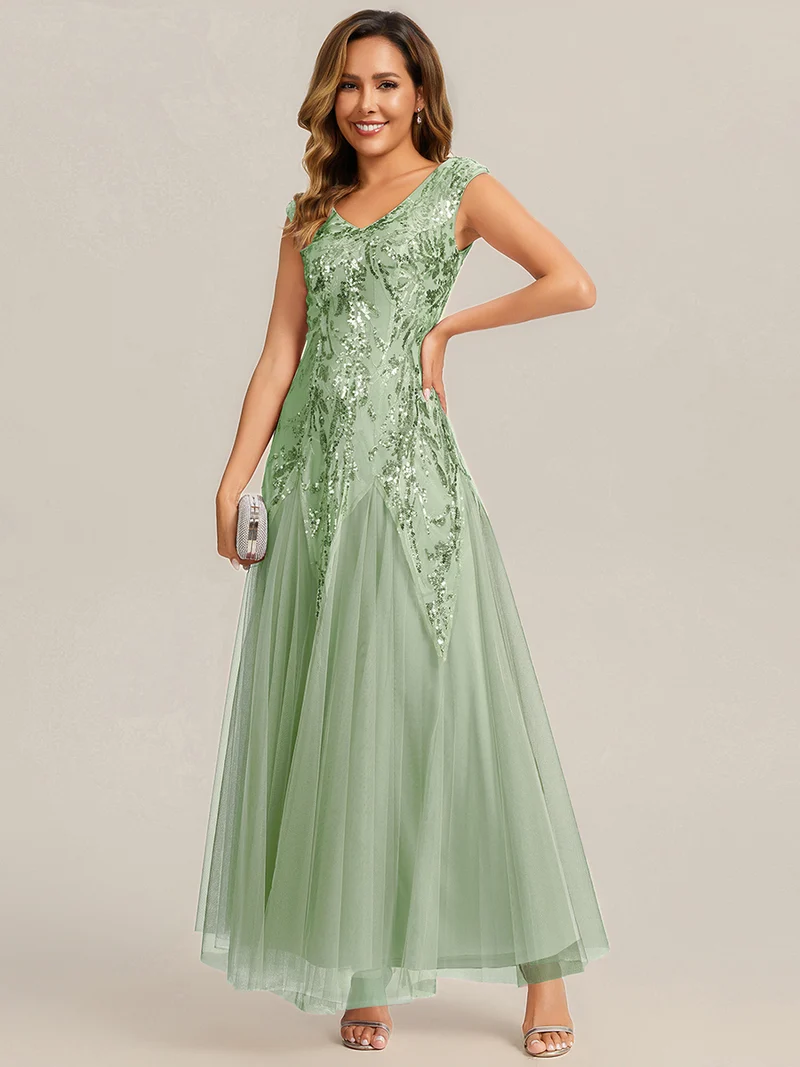 ever FREYA|Robe Longue de Soirée Chic en Tulle Brodé de Fleurs et Sequins