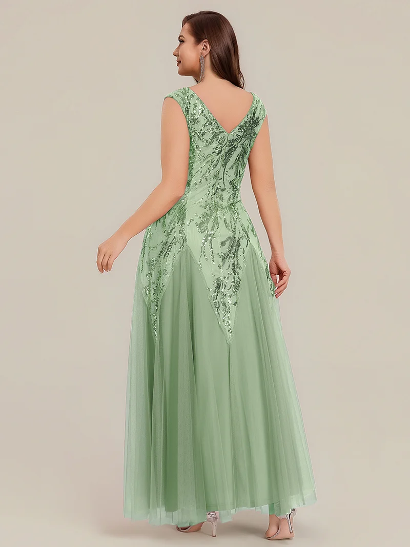 ever FREYA|Robe Longue de Soirée Chic en Tulle Brodé de Fleurs et Sequins