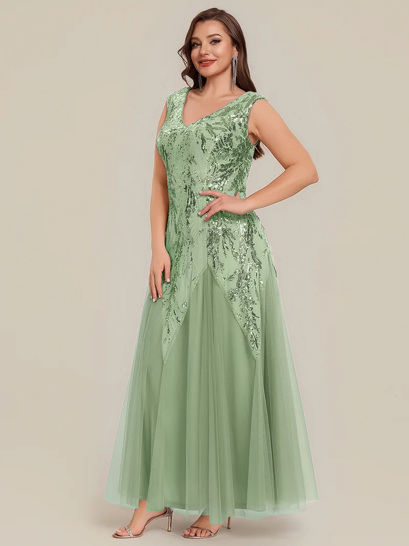 ever FREYA|Robe Longue de Soirée Chic en Tulle Brodé de Fleurs et Sequins