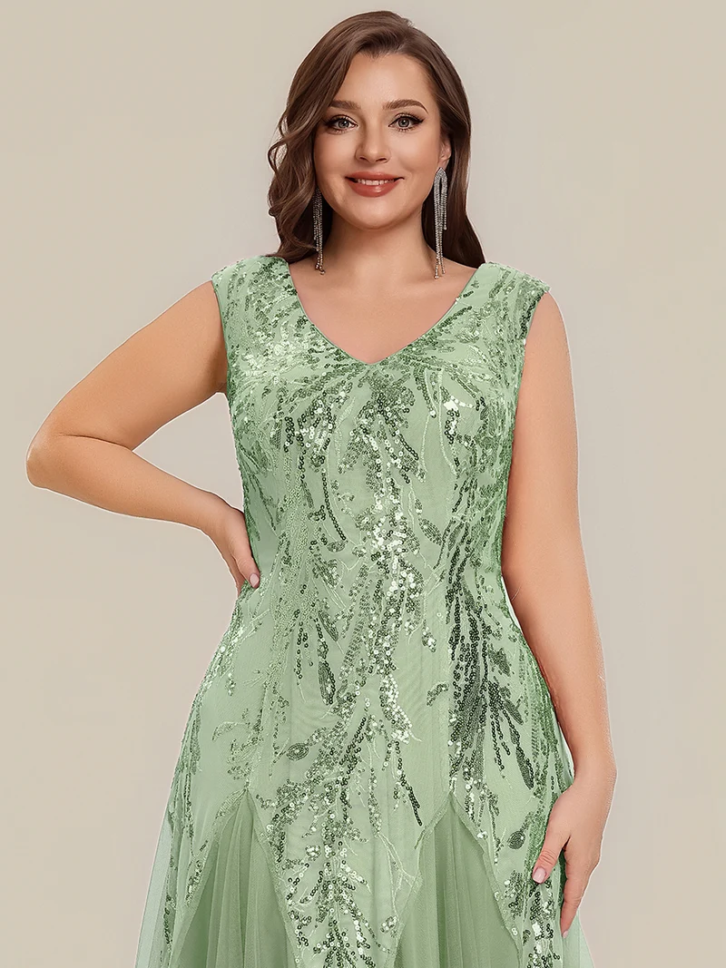 ever FREYA|Robe Longue de Soirée Chic en Tulle Brodé de Fleurs et Sequins
