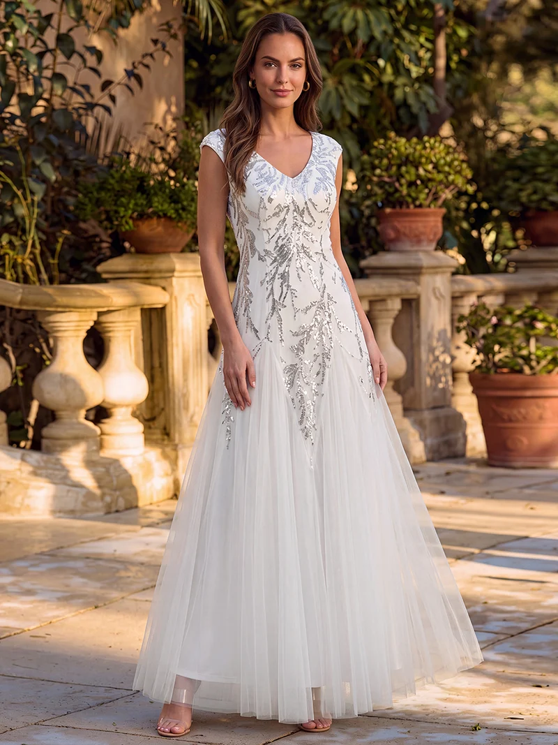 ever FREYA|Robe Longue de Soirée Chic en Tulle Brodé de Fleurs et Sequins