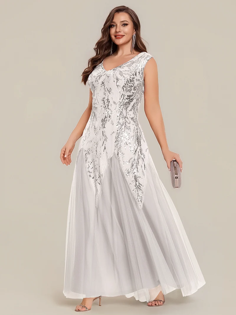 ever FREYA|Robe Longue de Soirée Chic en Tulle Brodé de Fleurs et Sequins