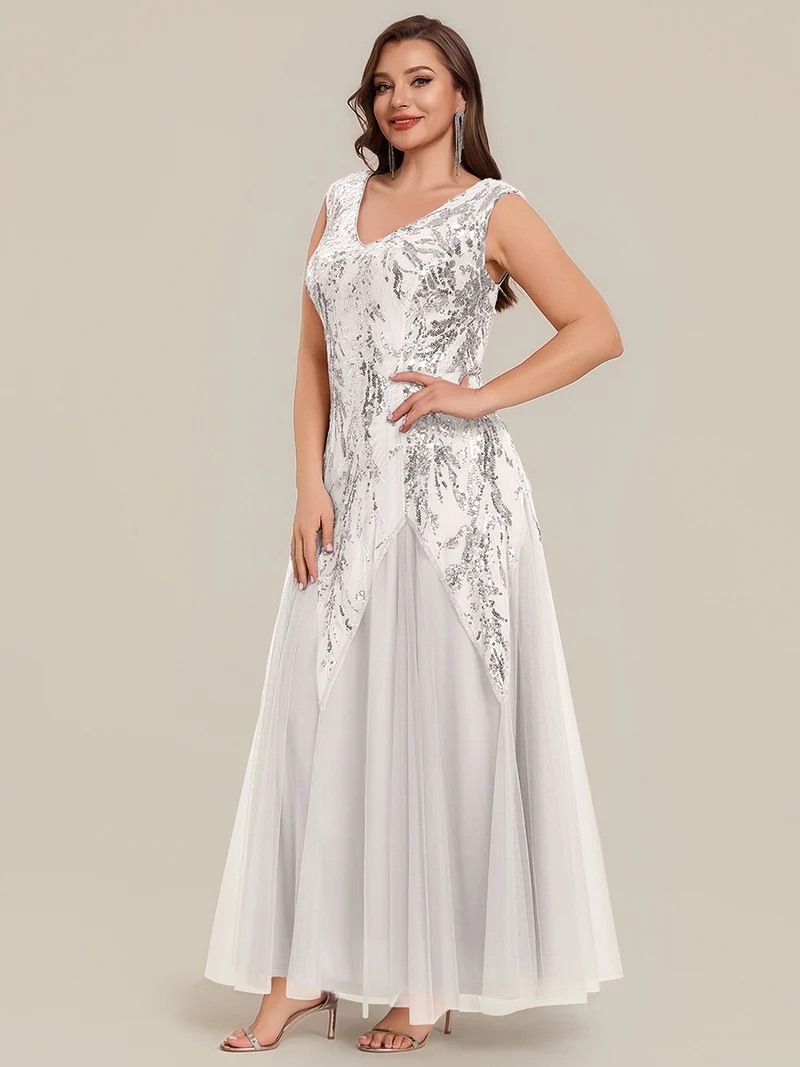 ever FREYA|Robe Longue de Soirée Chic en Tulle Brodé de Fleurs et Sequins