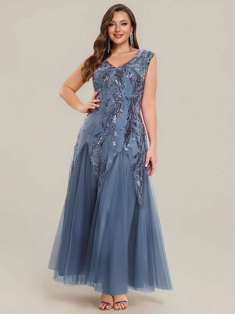 ever FREYA|Robe Longue de Soirée Chic en Tulle Brodé de Fleurs et Sequins