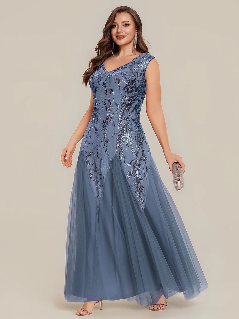 ever FREYA|Robe Longue de Soirée Chic en Tulle Brodé de Fleurs et Sequins