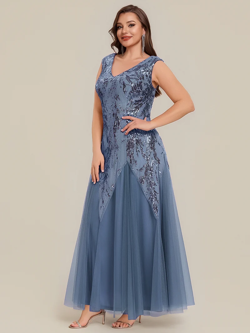 ever FREYA|Robe Longue de Soirée Chic en Tulle Brodé de Fleurs et Sequins