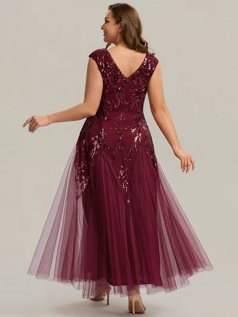 ever FREYA|Robe Longue de Soirée Chic en Tulle Brodé de Fleurs et Sequins