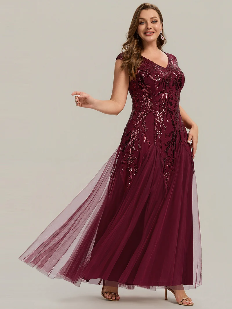 ever FREYA|Robe Longue de Soirée Chic en Tulle Brodé de Fleurs et Sequins