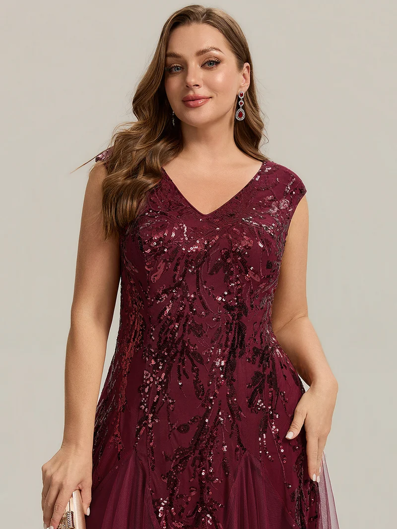 ever FREYA|Robe Longue de Soirée Chic en Tulle Brodé de Fleurs et Sequins