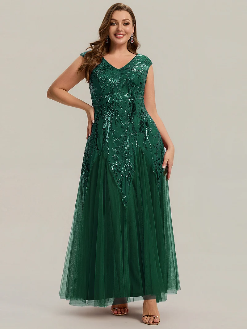 ever FREYA|Robe Longue de Soirée Chic en Tulle Brodé de Fleurs et Sequins