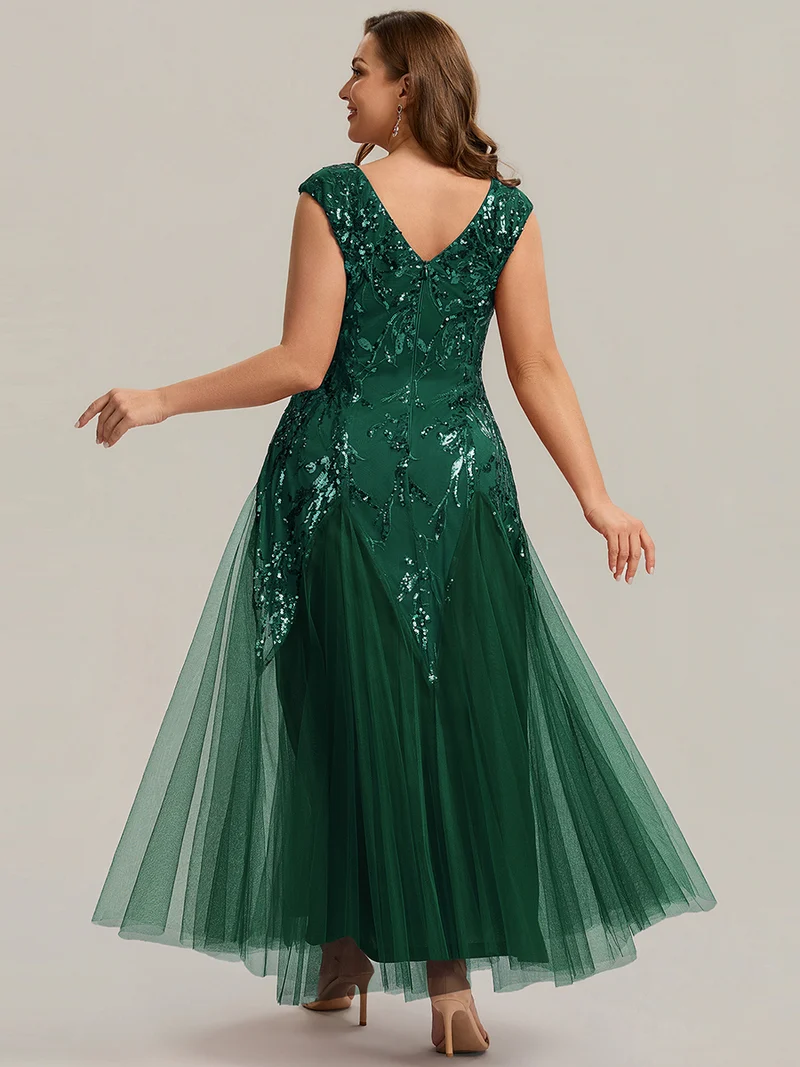ever FREYA|Robe Longue de Soirée Chic en Tulle Brodé de Fleurs et Sequins