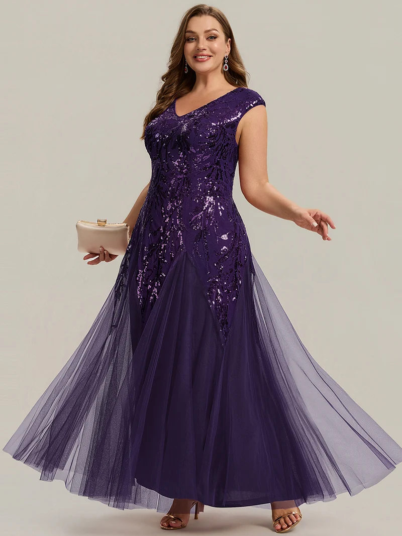 ever FREYA|Robe Longue de Soirée Chic en Tulle Brodé de Fleurs et Sequins
