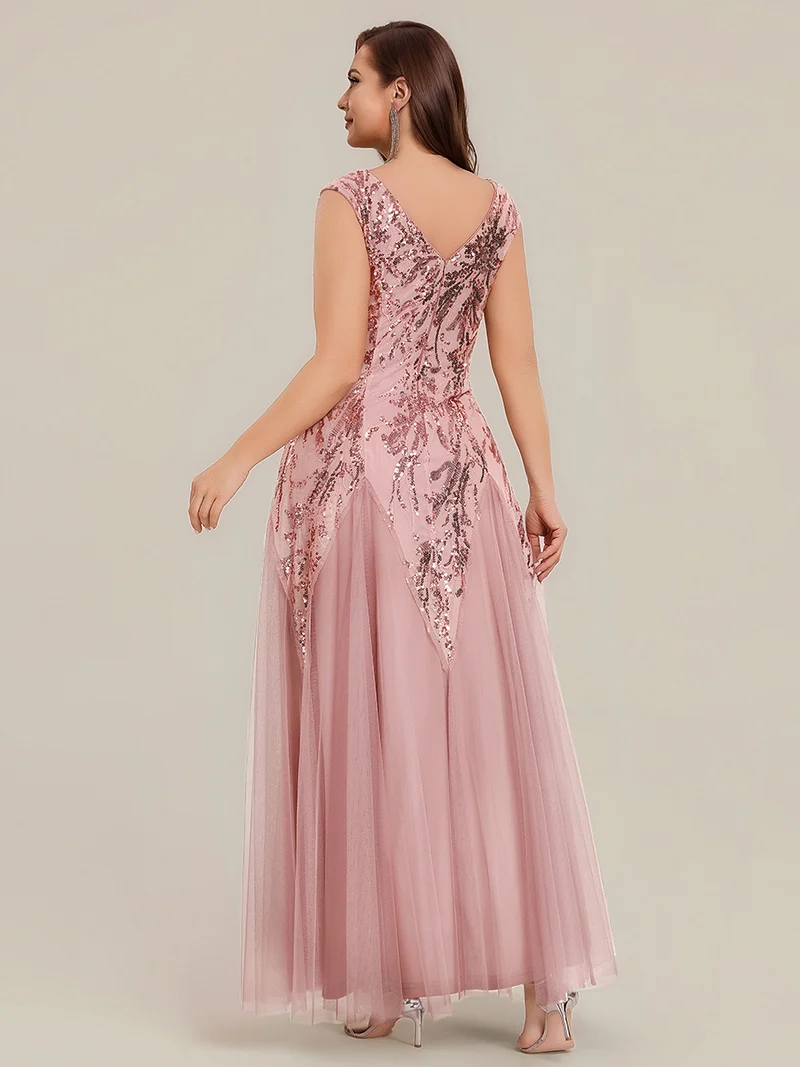 ever FREYA|Robe Longue de Soirée Chic en Tulle Brodé de Fleurs et Sequins