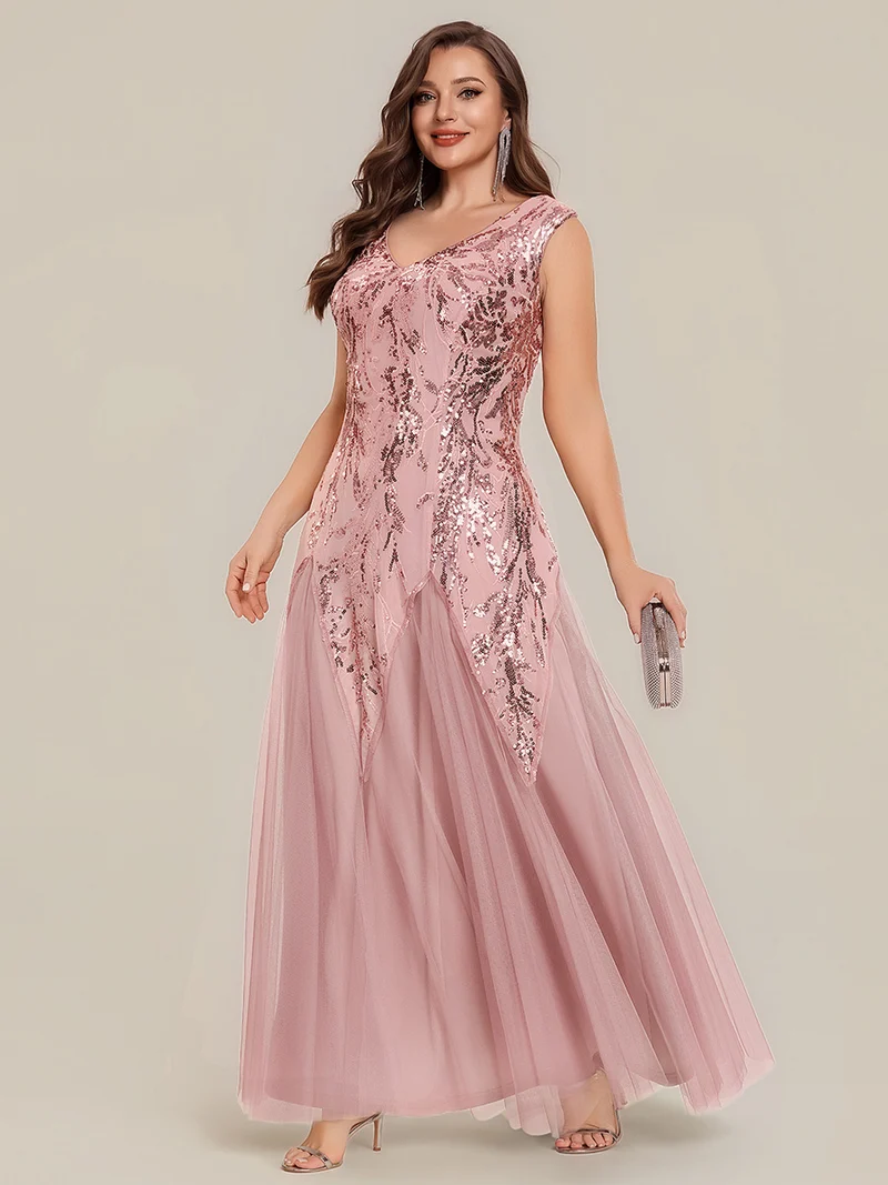 ever FREYA|Robe Longue de Soirée Chic en Tulle Brodé de Fleurs et Sequins