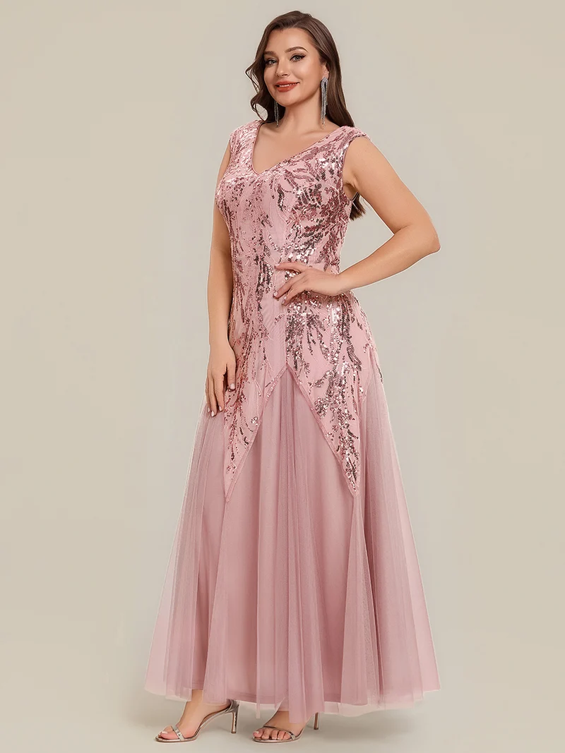 ever FREYA|Robe Longue de Soirée Chic en Tulle Brodé de Fleurs et Sequins