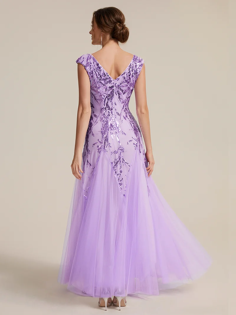 ever FREYA|Robe Longue de Soirée Chic en Tulle Brodé de Fleurs et Sequins