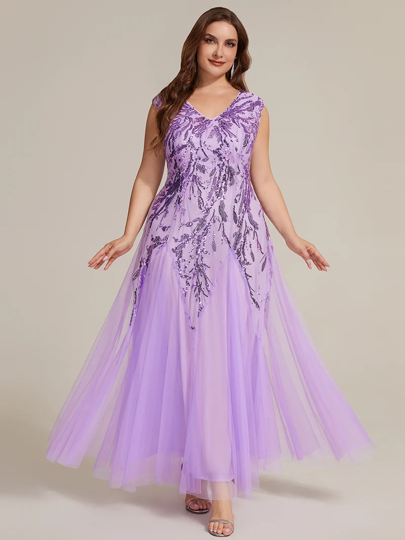 ever FREYA|Robe Longue de Soirée Chic en Tulle Brodé de Fleurs et Sequins