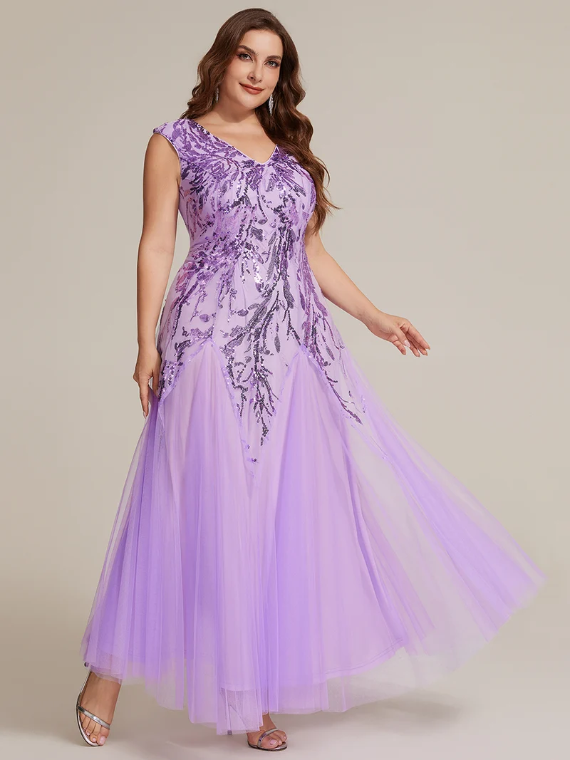ever FREYA|Robe Longue de Soirée Chic en Tulle Brodé de Fleurs et Sequins