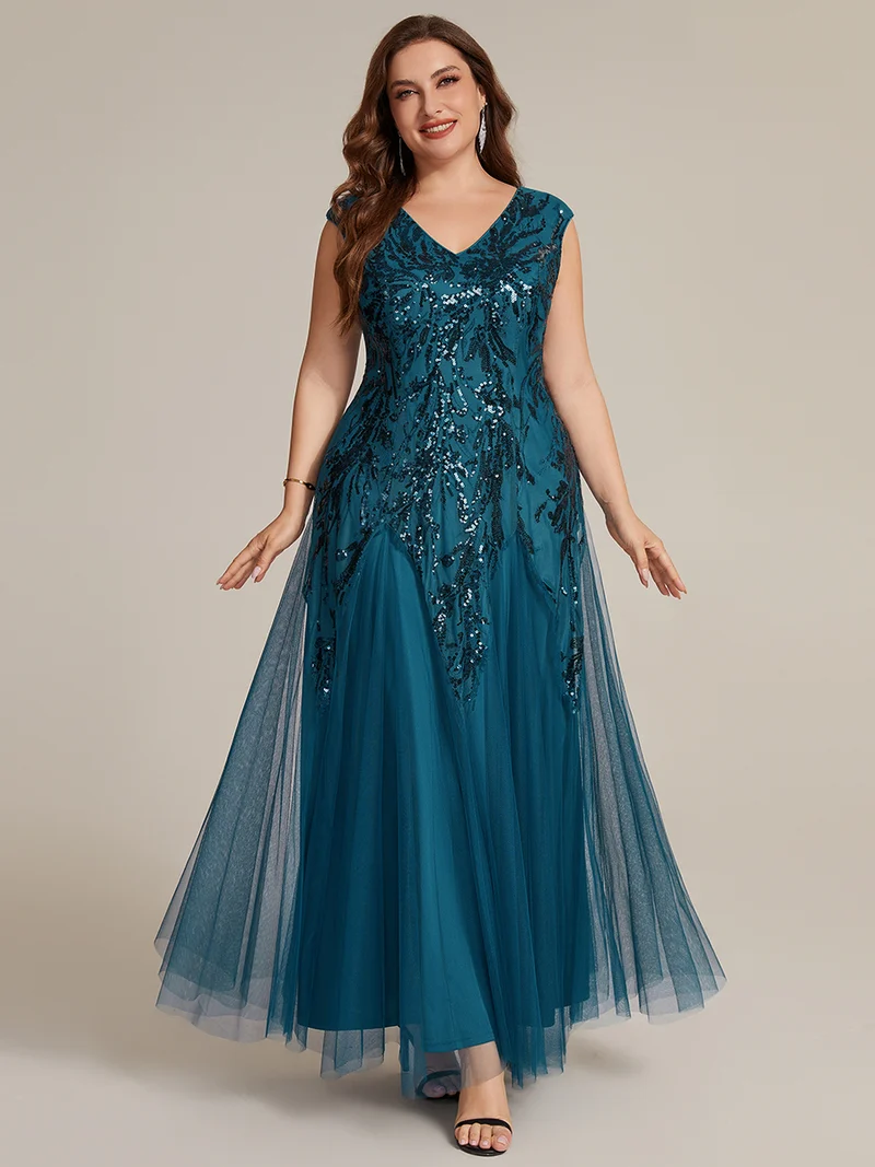 ever FREYA|Robe Longue de Soirée Chic en Tulle Brodé de Fleurs et Sequins