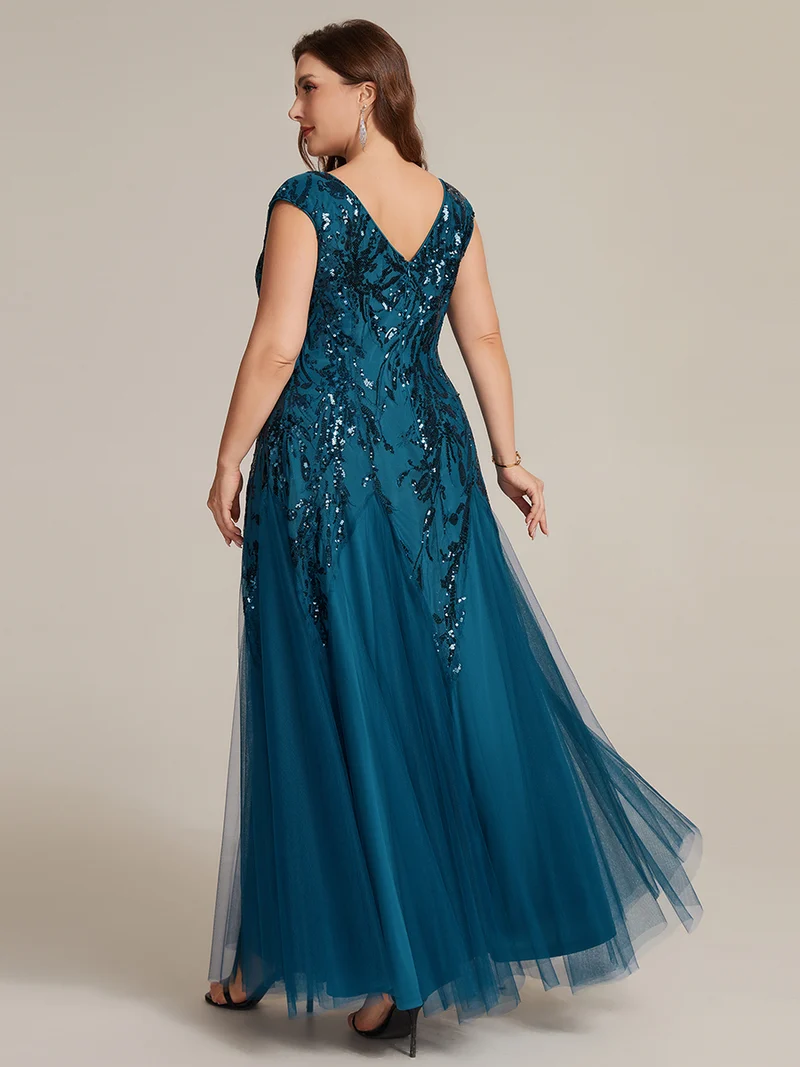 ever FREYA|Robe Longue de Soirée Chic en Tulle Brodé de Fleurs et Sequins