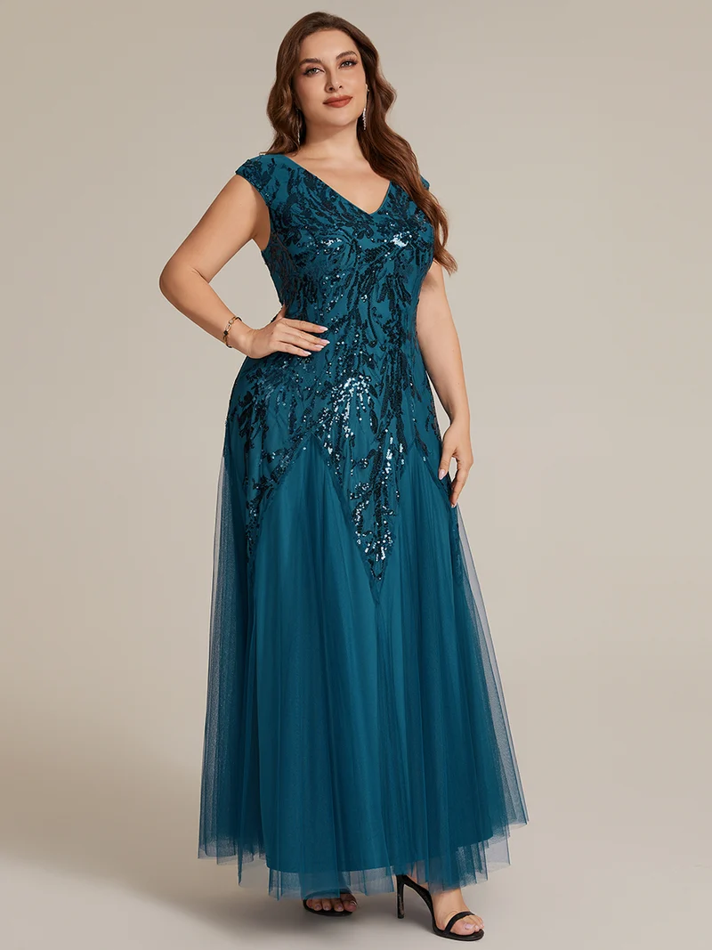 ever FREYA|Robe Longue de Soirée Chic en Tulle Brodé de Fleurs et Sequins
