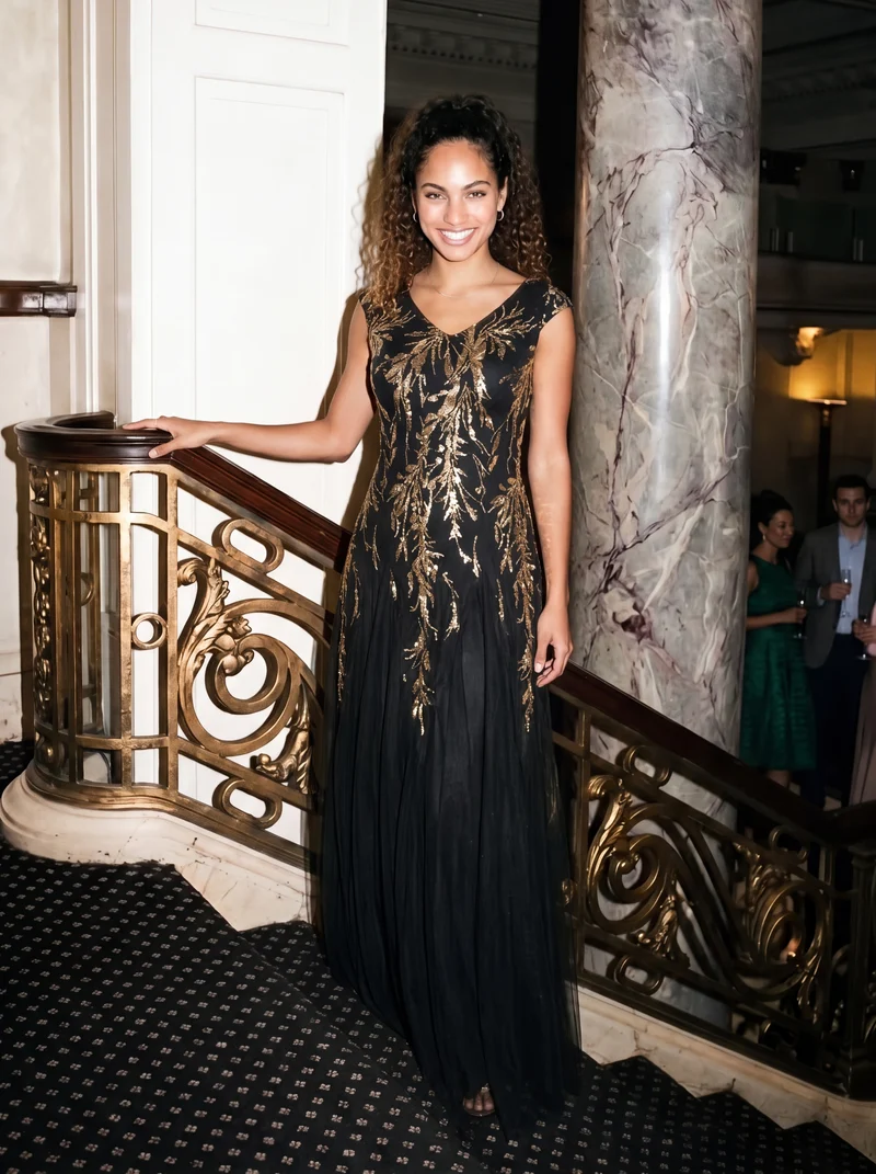 ever FREYA|Robe Longue de Soirée Chic en Tulle Brodé de Fleurs et Sequins