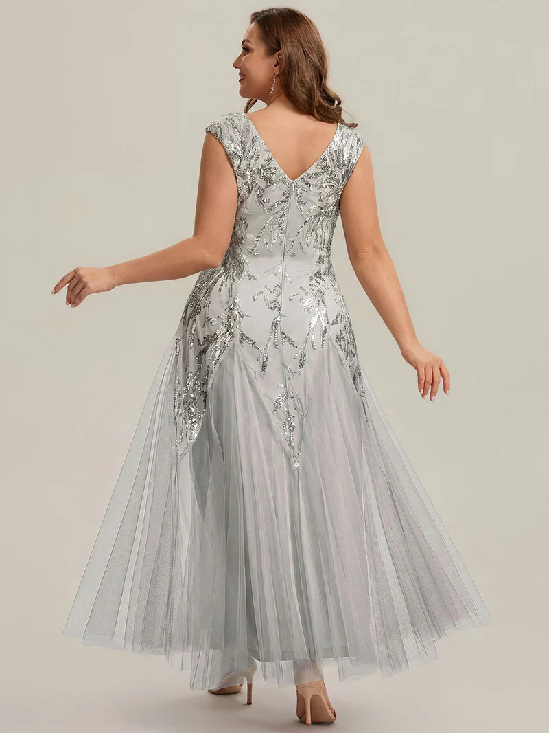 ever FREYA|Robe Longue de Soirée Chic en Tulle Brodé de Fleurs et Sequins