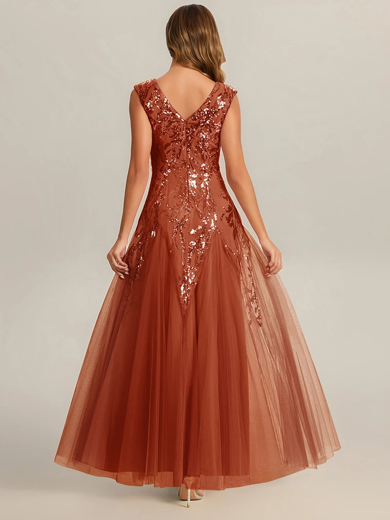 ever FREYA|Robe Longue de Soirée Chic en Tulle Brodé de Fleurs et Sequins