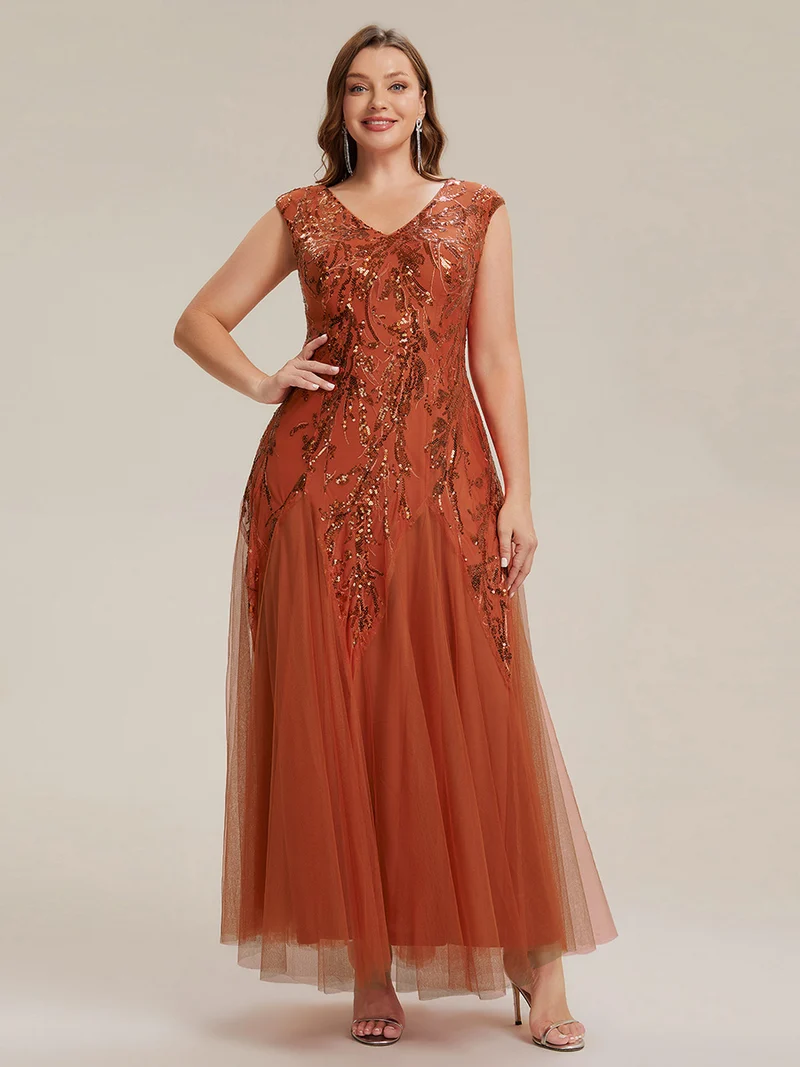 ever FREYA|Robe Longue de Soirée Chic en Tulle Brodé de Fleurs et Sequins