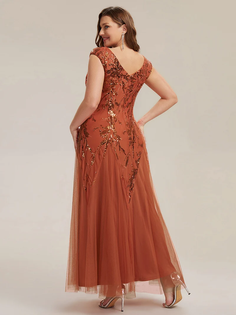 ever FREYA|Robe Longue de Soirée Chic en Tulle Brodé de Fleurs et Sequins