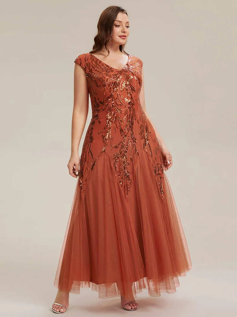 ever FREYA|Robe Longue de Soirée Chic en Tulle Brodé de Fleurs et Sequins